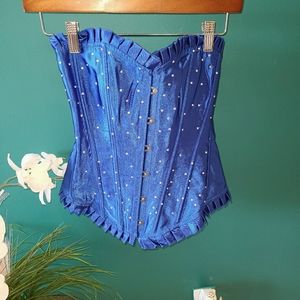 Strapless Blue Ruffled Corset
